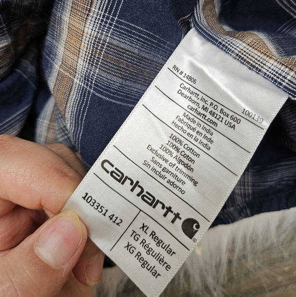 Carhartt Blue Plaid Long Sleeve Button Down Shirt Men’s Extra Large(XL) - Picture 10 of 11